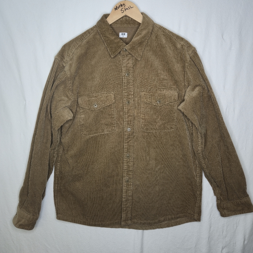 UNIQLO Ladies/Unisex Corduroy Overshirt Brown Size Medium